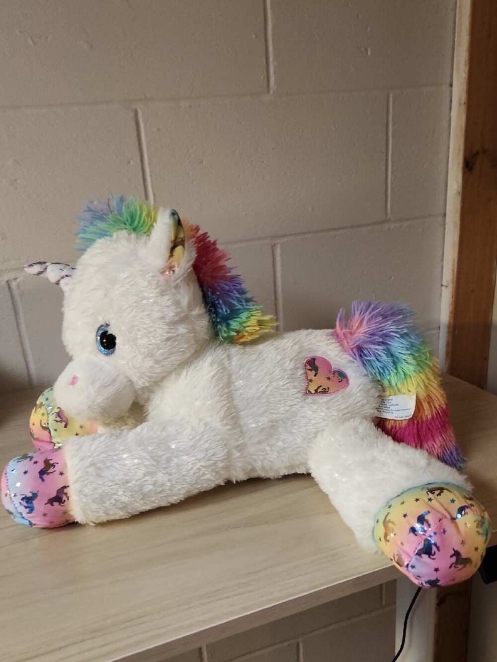 White Plush Unicorn Stuffed Animal with Pastel Hooves - Picture 2 of 5